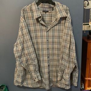 Grey and blue plaid button up